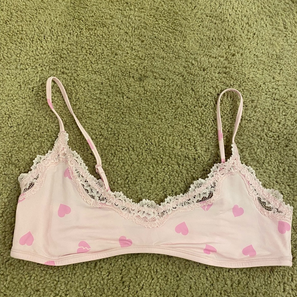 Skims Pink Heart Lace Trim Bralette